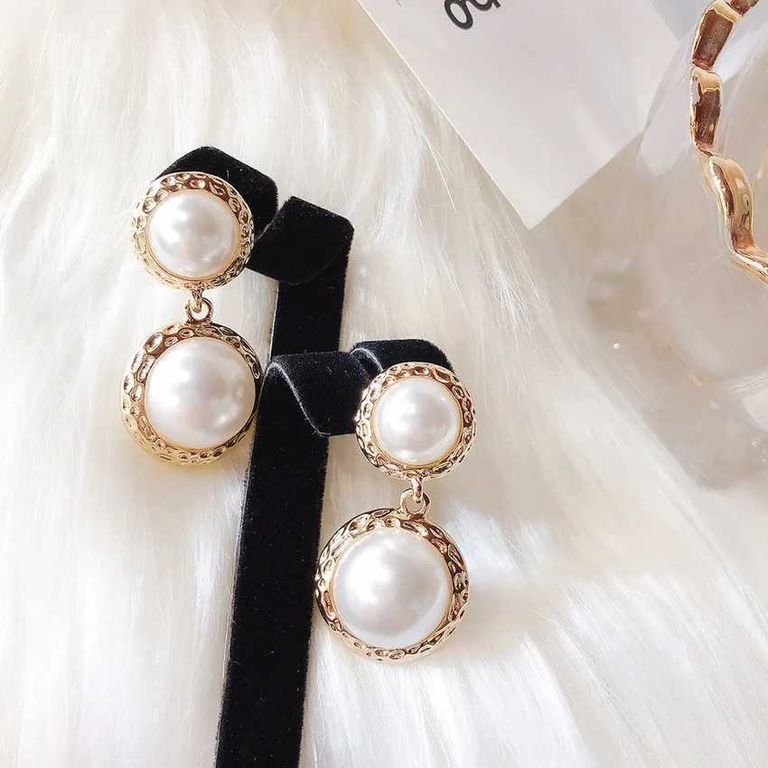 2019 новые корейские большие серьги имитация жемчуга длинные преувеличенные