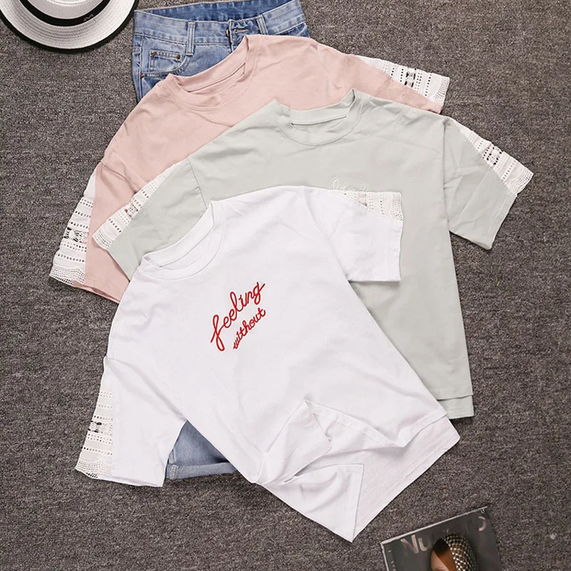 2022 High Quality Fashion Women T-shirt O Neck Casual Short Sleeves Tops Streetwear Brief Natural BF Style Loose Female Tees | Женская