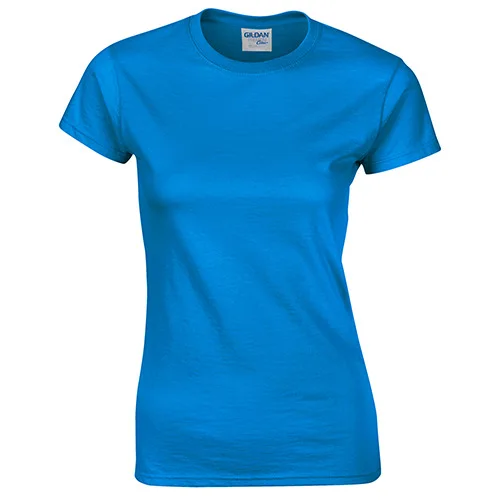 Sapphire Blue Gildan, высокое качество, 22 цвета, S-XL, простая футболка для женщин, хлопок, эластичные базовые футболки, Женские повседневные топы, футболка с коротким рукавом - Цвет: Sapphire Blue