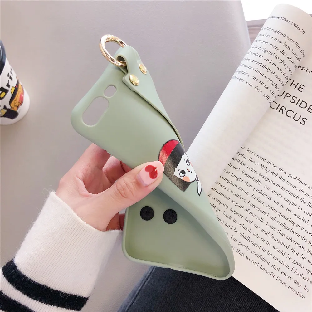 Matcha Pink Color Warm Couples Cover For iPhone 7 7Plus Cozy Convenient Wrist Strap Silicone Phone Cases 8 8Plus Case |