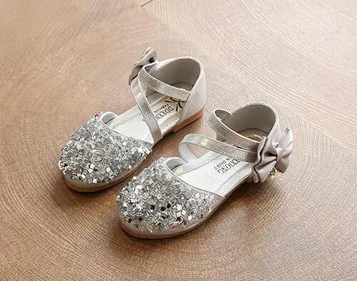 2018 AI Лян принцессы блестящие босоножки для девочек Мягкая обувь на низком