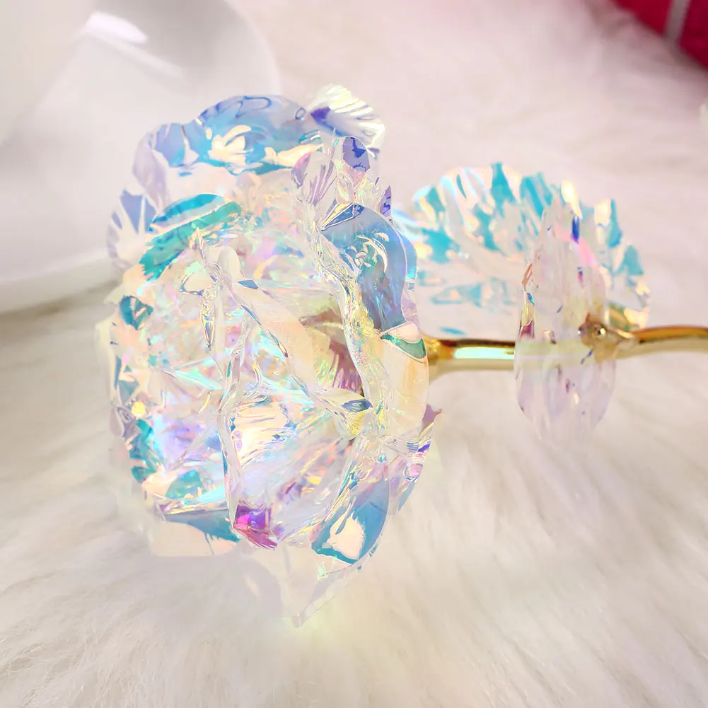 Вечность Роза 24K Золотая фольга цветок красивая Радуга LED день Святого Валентина