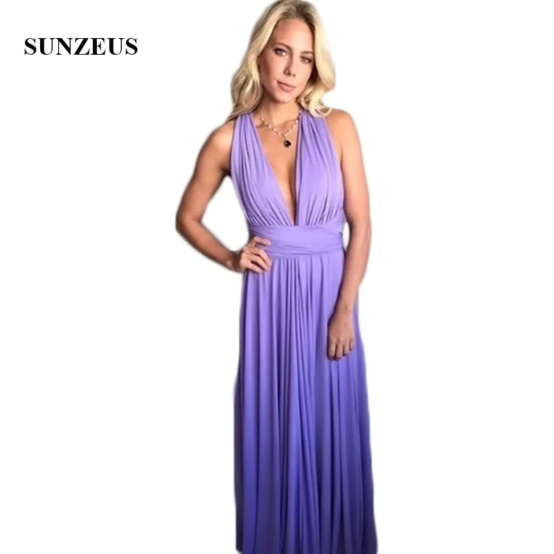

Deep V Neck Purple Wedding Party Prom Dresses A-Line Spandex Back Straps Cross Bridesmaid Dresses vestido para boda mujer SBD122