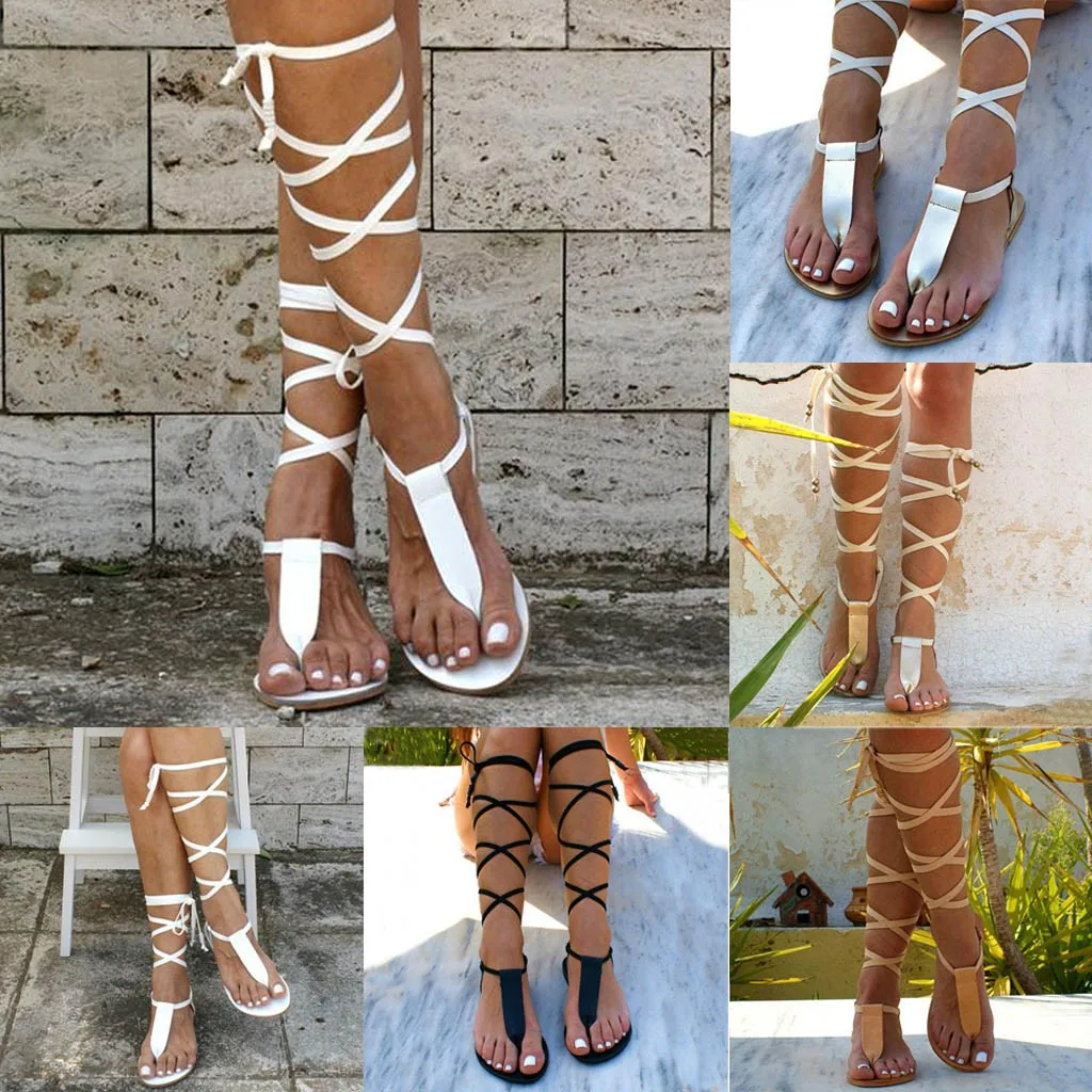 

Women Shoes Summer Open-Toe Strap Roman Wind Straps Toe Flat Sandals dames schoenen zomer Large Size calzado mujer 2019