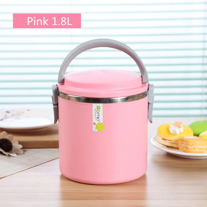 Pink 1.8L ONEUP Портативный Ланч-бокс из нержавеющей стали, 2 слоя, термо-бокс, экологически чистый контейнер для хранения еды для пикника, школьника - Цвет: Pink 1.8L