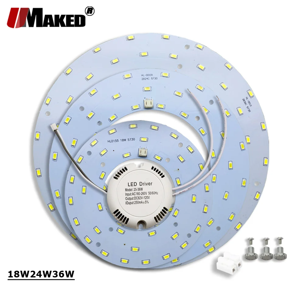 Набор светодиодных ламп PCB + Драйвер 18W24W36W SMD5730 круглый светильник потолочный