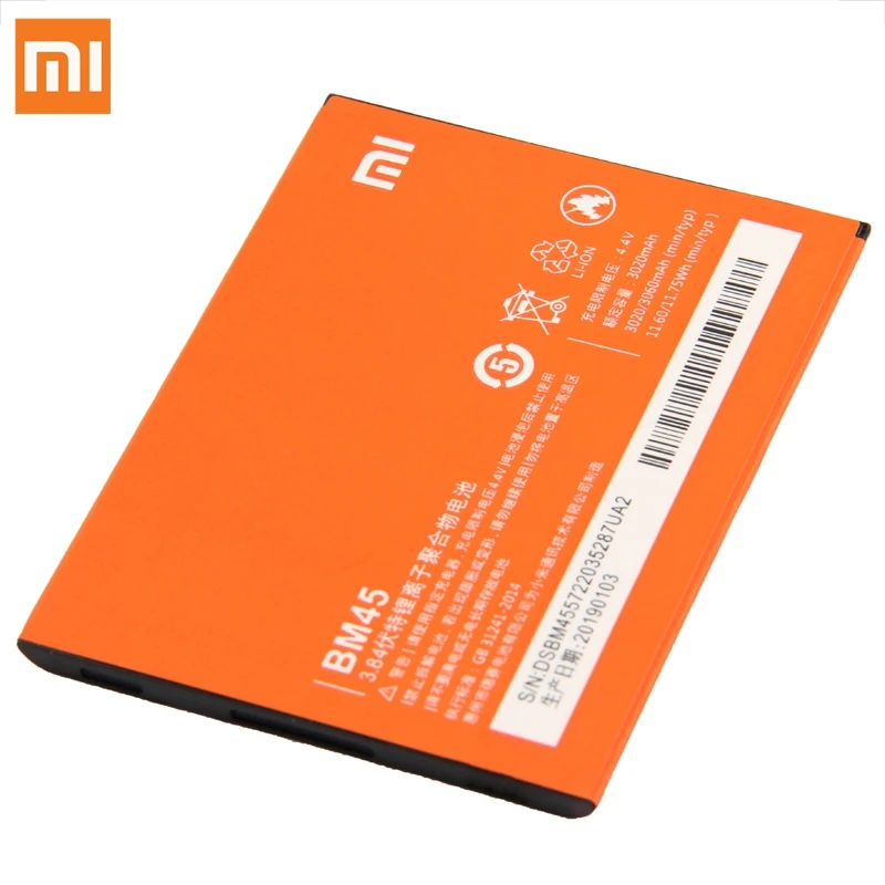 Сменный аккумулятор Xiao mi BM45 для Xiaomi mi Red mi Note 2 Red mi Note2 Redrice, подлинный аккумулятор для телефона 3060 мА/ч