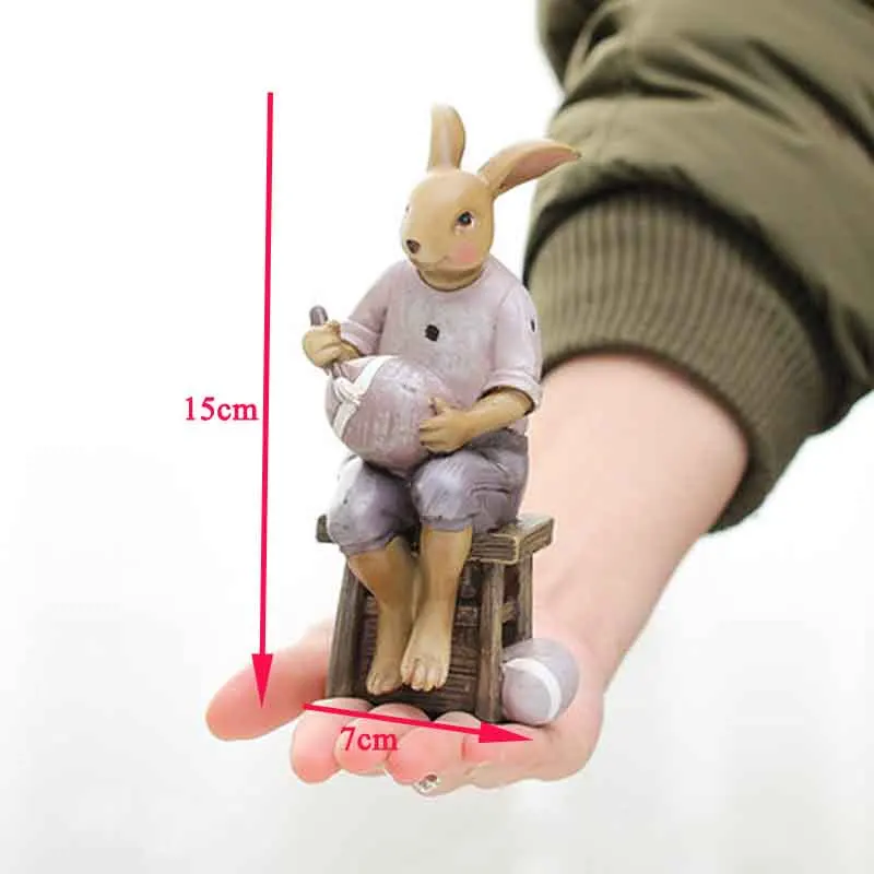 Креативные милые фигурки семьи кроликов из смолы винтажная статуя домашний