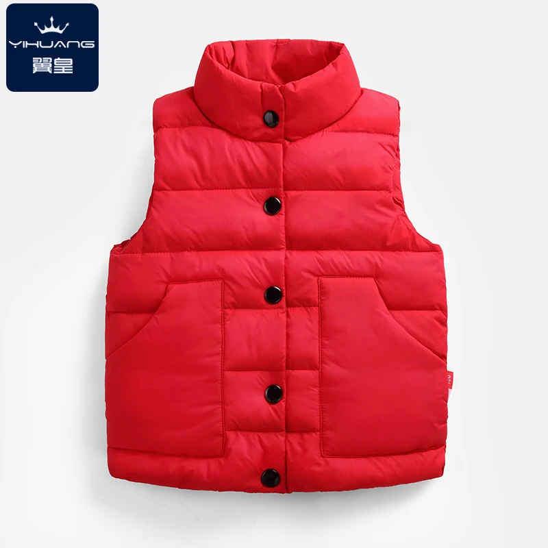 Высокое Качество Зима Мальчики Девочки Жилет Куртка белая утка вниз жилет Дети