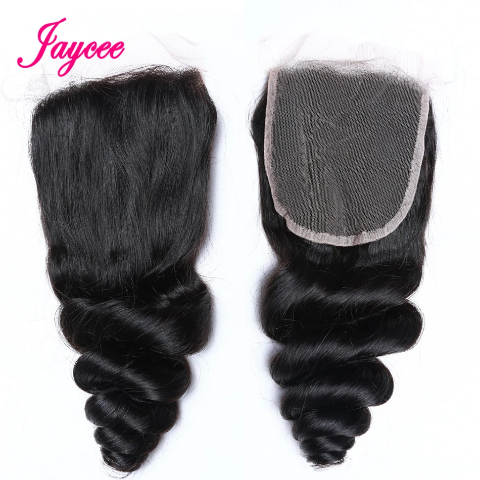 Jaycee свободные волнистые пучки с закрытием 3 пучка бразильских волос плетение 4 шт