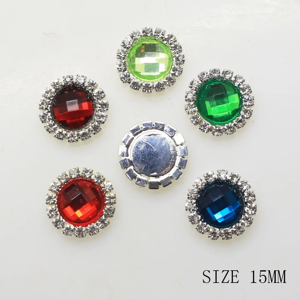 ZMASEY Sale Price 24Color Rhinestones Buttons 10Pcs/Lot 15mm Crystal Button Metal Accessories Holiday Party Card Ribbon Decor | Дом и сад