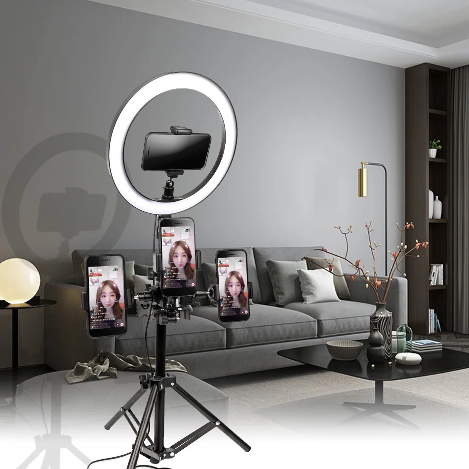 

10 Inch 26cm LED Ring Light Dimmable 3200K-5500K With Tripod For Studio/Photography/Photo/Makeup/Live/Video Selfie Ring Lamp