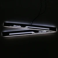 sncn led car scuff plate trim pedal door sill pathway moving welcome light for skoda octavia a5 a7 badge emblem acrylic