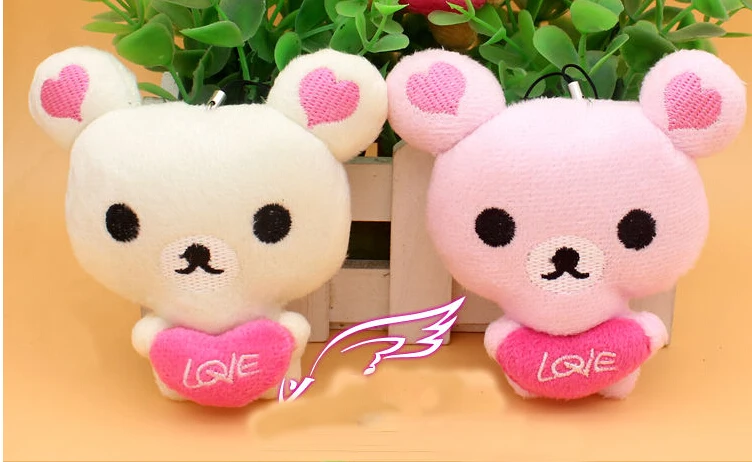 2 шт каваи стоящий 10 см любовник Медведь Rilakkuma, плюшевый игрушечный, мягкая фигурка куклы, сумка Подвеска Игрушка Шарм