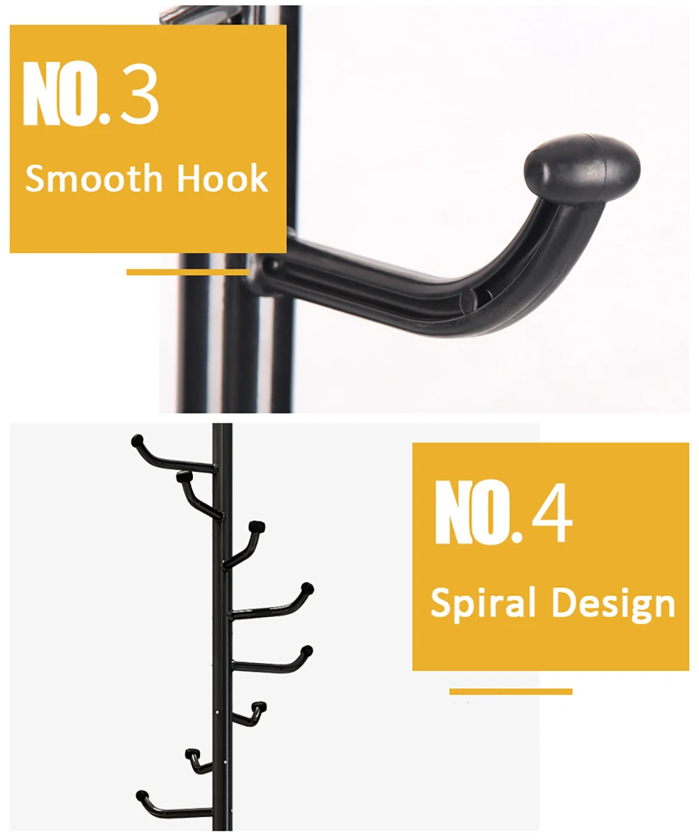 

With L-Shaped Hooks Tripod Base Multifunction Coat Hat Metal Rack Organizer Hanger Hook Stand for Purse Handbag Clothes Scarf