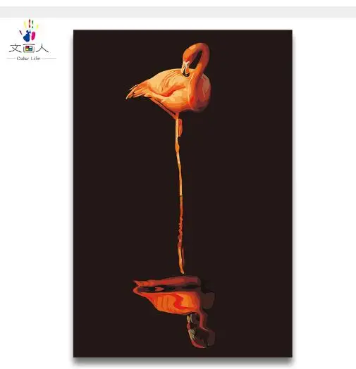 Набор для рисования по номерам на холсте черное Фламинго|Картины номерам| |