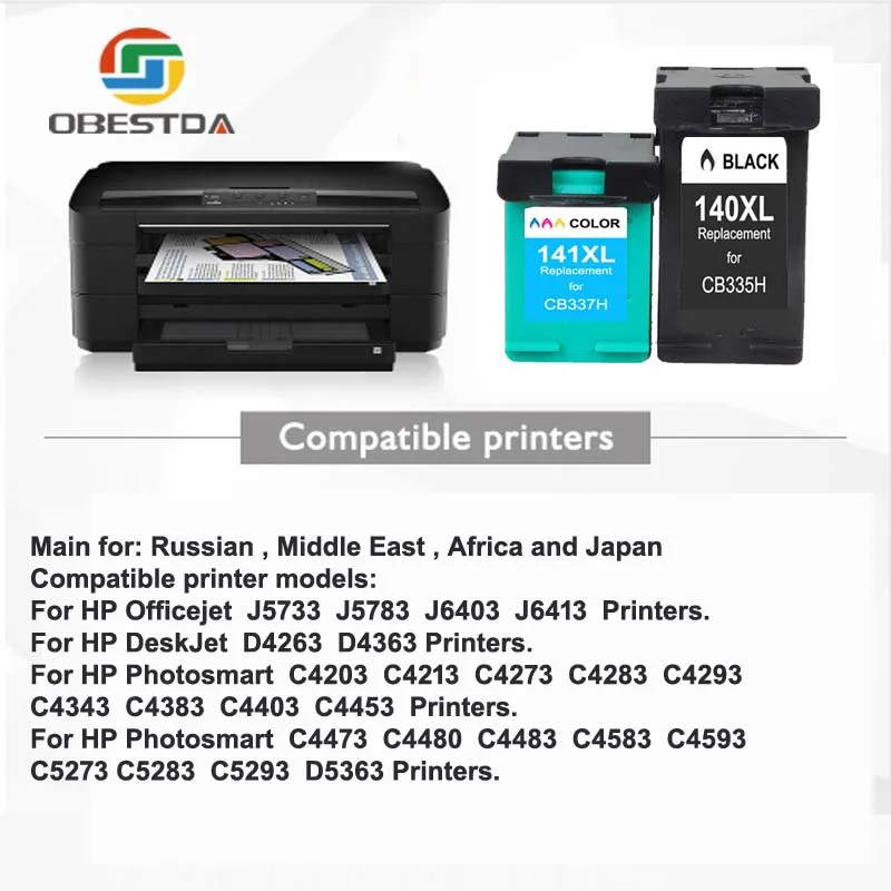 Obestda чернильные картриджи для HP 140XL 141XL 140 141 Photosmart C4283 C4480 C4583 C4483 C5283 D5363 OfficeJet J5783 J6405 J6410