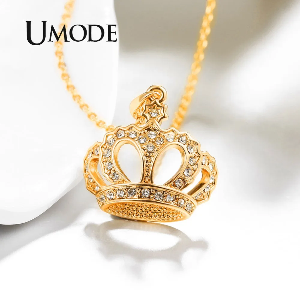 Ожерелье UMODE с подвеской в виде короны для женщин подвеска из прозрачного циркона