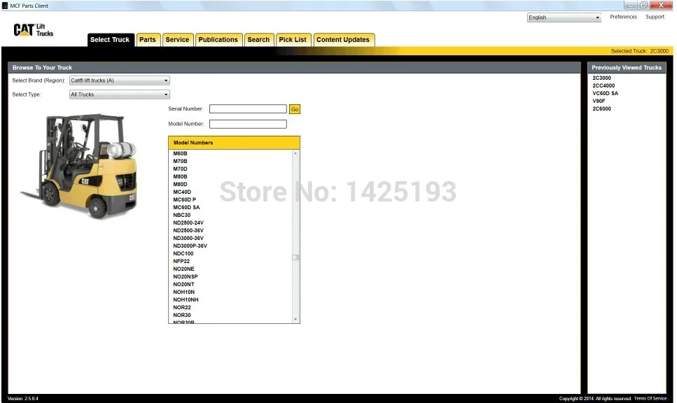 Запчасти для грузовиков Cat Lift 2023 (MCFA)