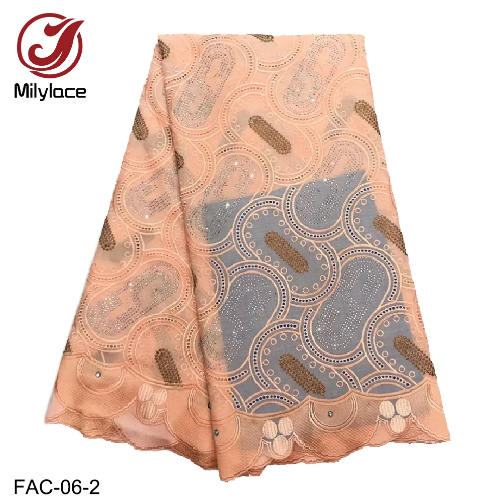 Milylace new swiss cotton voile lace fabric 5 yards embroidery dry high quality with stones for wedding Party FAC-06 | Дом и сад
