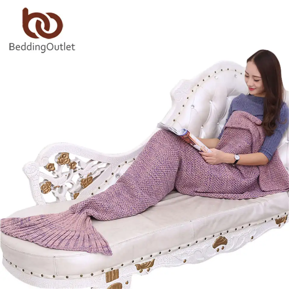 Плед русалки BeddingOutlet одеяло ручной работы с хвостом для взрослых и детей мягкое