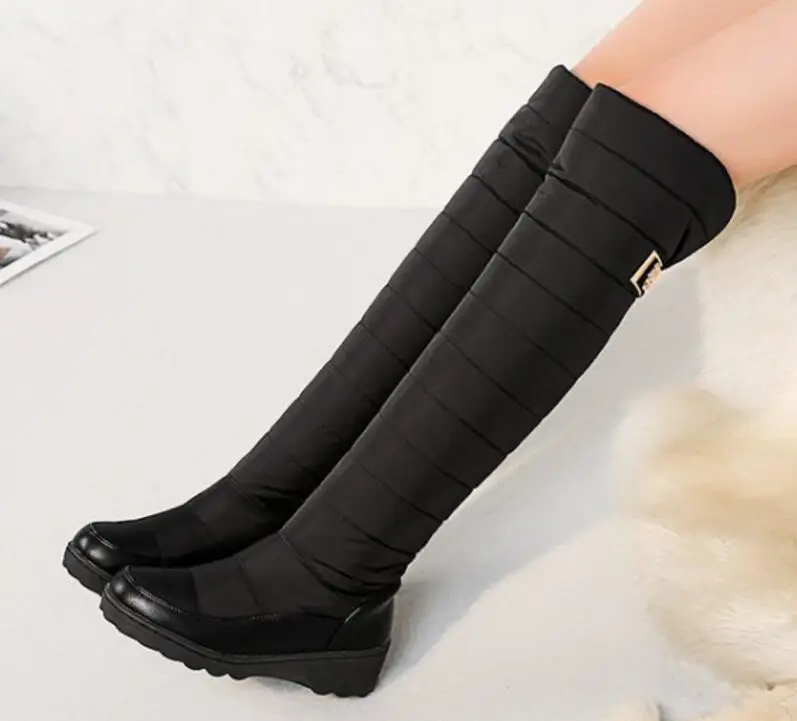 Sapato Feminino/женские сапоги до колена на танкетке женские зимние теплые ботиночки
