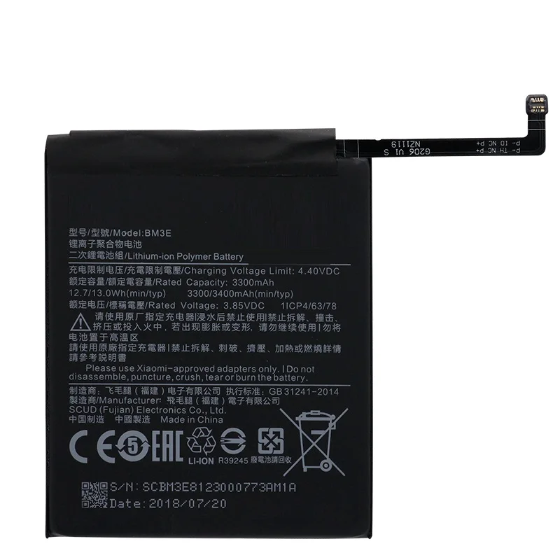 

BM3E батарея для телефона Xiaomi 8 MI8 M8 3400mAh Мобильный телефон Замена литий-полимерная батарея BM3E