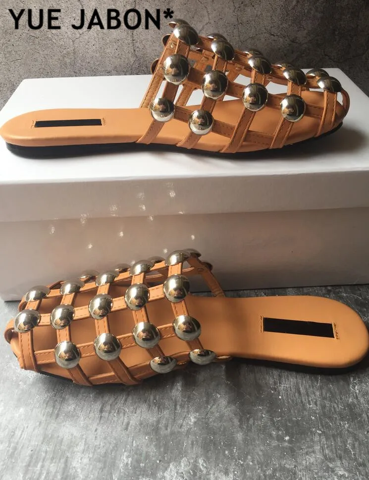 Пляжные сандалии из натуральной кожи шлепанцы без задника с жемчугом и