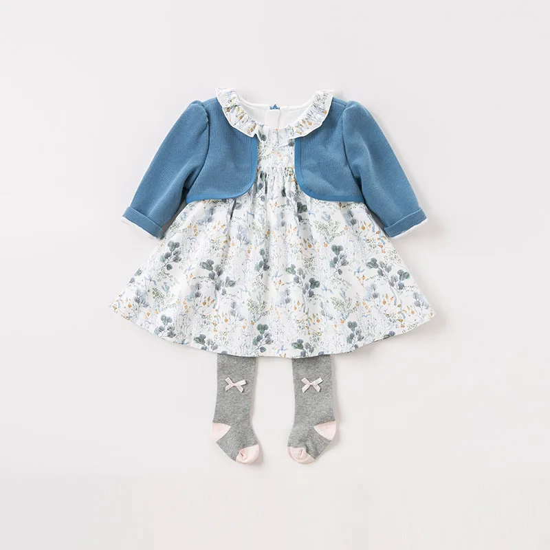 DB8697 dave bella baby girls dress Long sleeve spring floral dresses kids children birthday party boutique | Детская одежда и