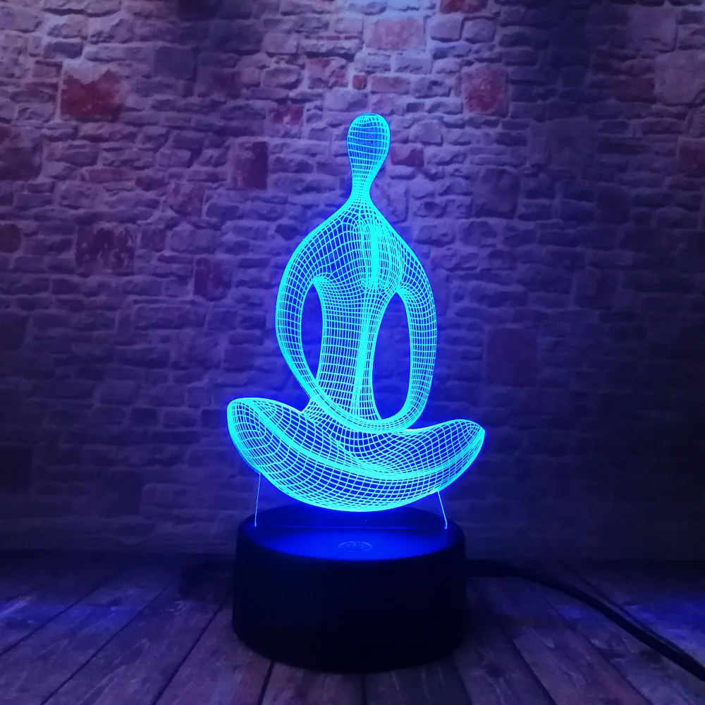 СВЕТОДИОДНЫЙ Ночник из акрила для медитации и йоги 3D иллюзионный светильник