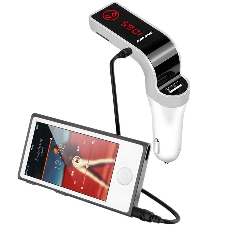 4-в-1 Hands Free Беспроводной Bluetooth FM передатчик G7+ AUX модулятор Автомобильный комплект MP3 плеер SD USB ЖК-дисплей автомобильные аксессуары