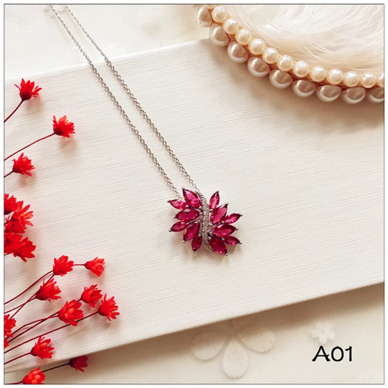 Женское ожерелье с подвеской из серебра 925 пробы винтажная цепочка красным