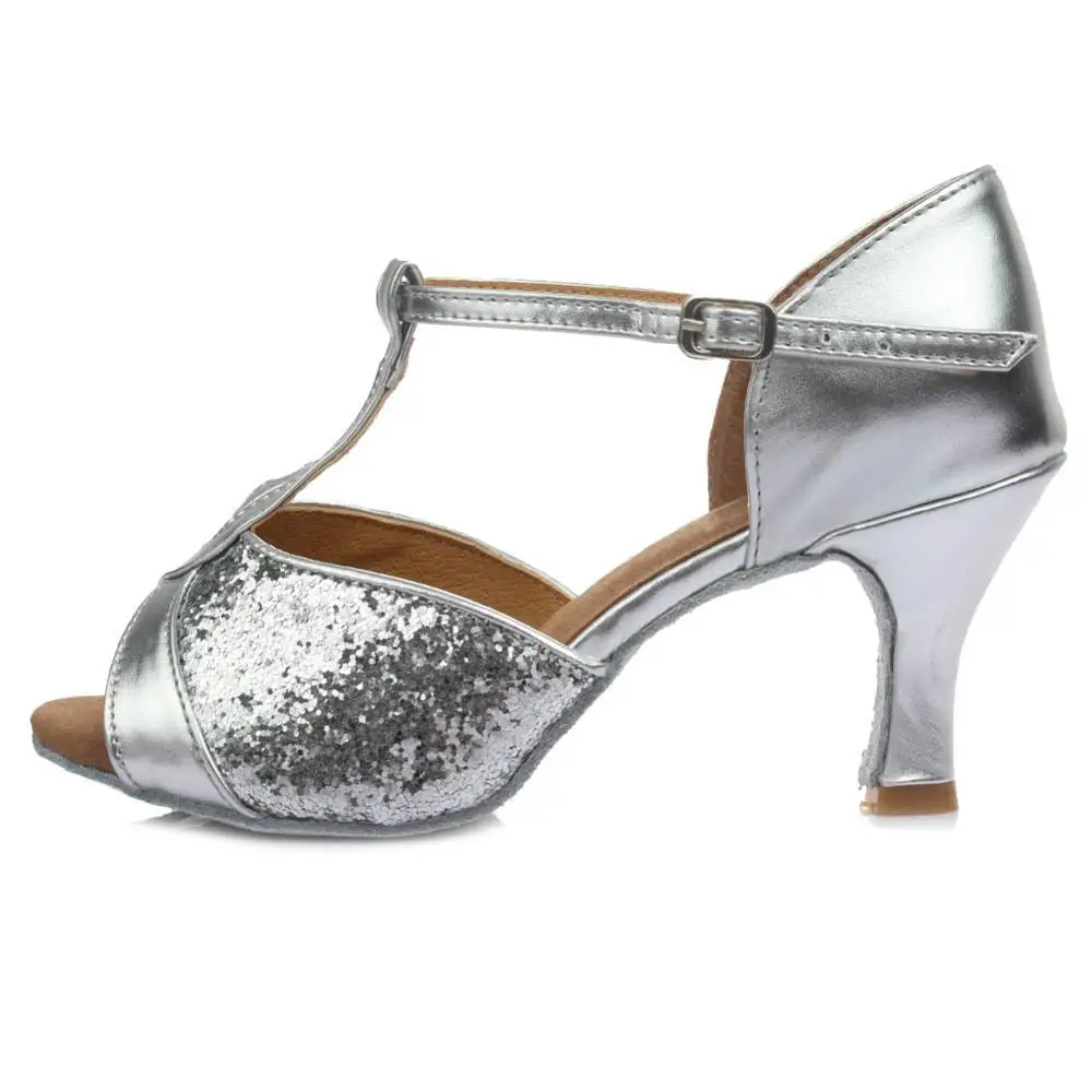 7cm heels Silver Горячая Распродажа, Женская Обувь для бальных танцев, латинских танцев, танго, обувь на каблуке 7 см/5 см, серебряного, золотого, черного, коричневого цвета,, WZSP22-1 - Цвет: 7cm heels Silver