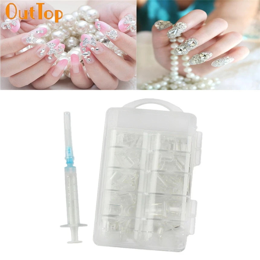OutTop 100 шт. DIY Дизайн ногтей чистая вода инъекции полые накладные ногти пальчиковые