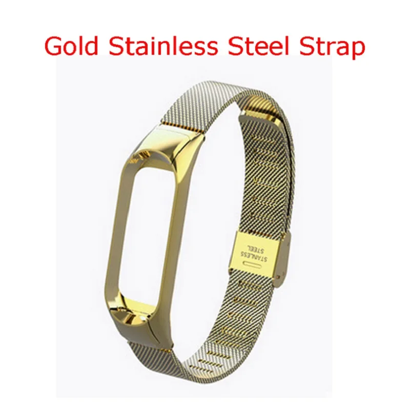 Gold stainless strap Ремешок для Xiaomi mi Band 3 и 4 mi Band 3 модный ремешок для замены многоцветного ремешка с бесплатной пленкой спортивный ремешок из нержавеющей стали для mi band 3 и 4 - Цвет: Gold stainless strap