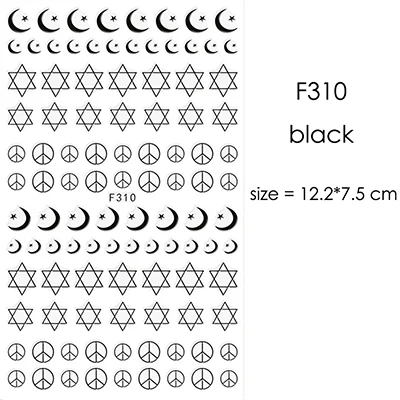 F310black 1 лист серебряный золотой белый черный абстрактная графика дизайн круглый квадратный треугольник наклейки для ногтей Луна Звезда наклейки для ногтей - Цвет: F310black