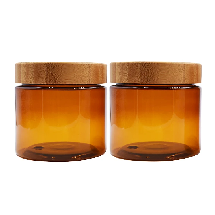 250 г 250 мл матовый прозрачный пластиковый контейнер из ПЭТ для косметики с крышками из бамбука 8 унций кремов для лица.