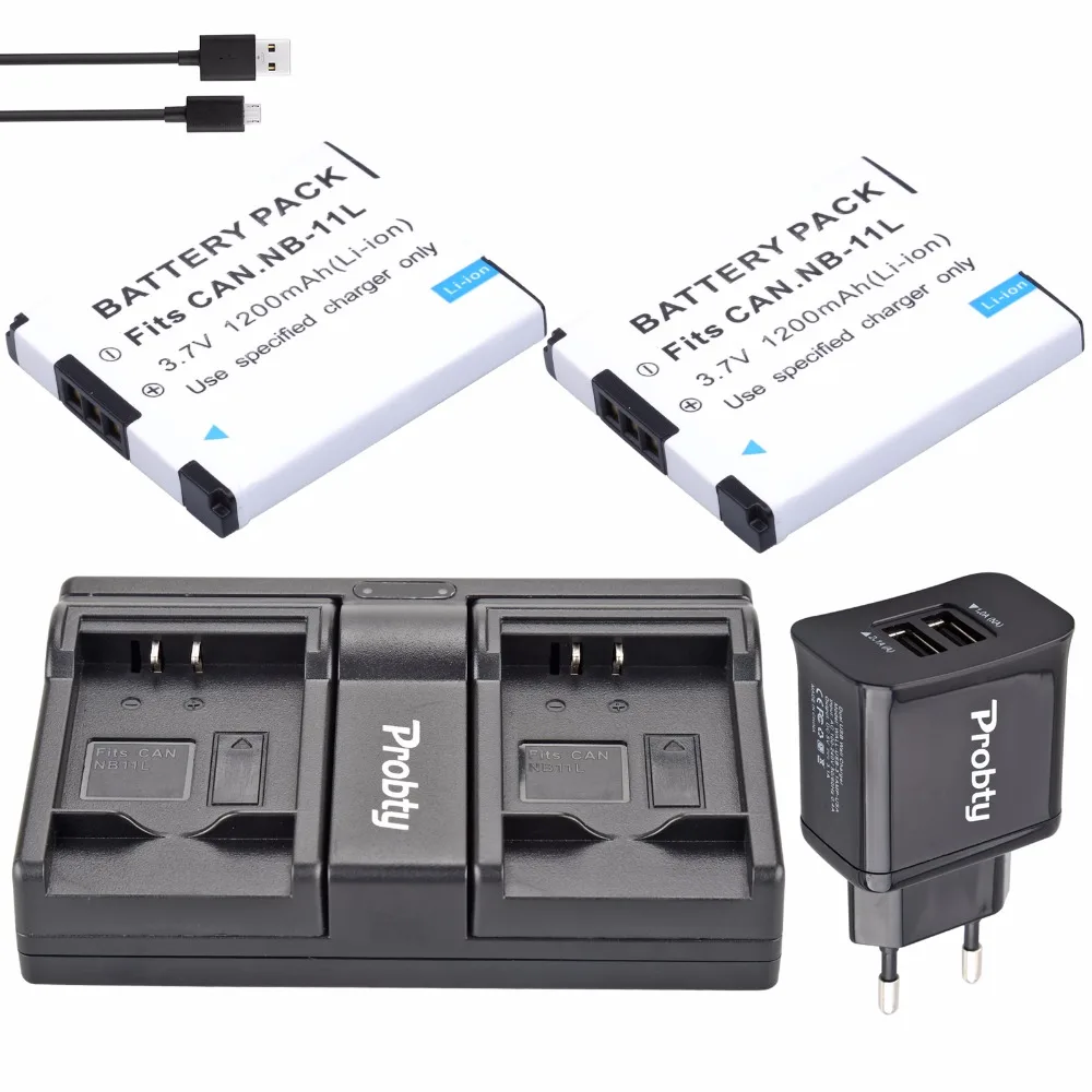 Зарядное устройство Probty NB 11L NB11L 2 шт. двойное зарядное USB разъема для Canon IXUS 125 240HS