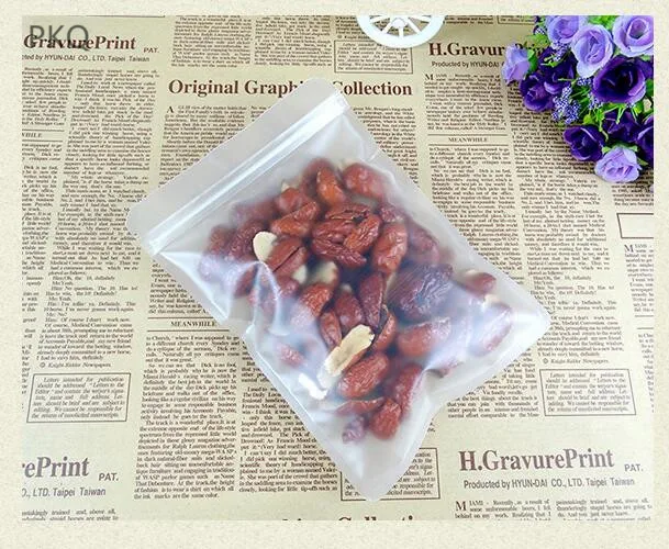 100 шт Матовый прозрачный пластиковый мешок на молнии для пищевых орехов пакет