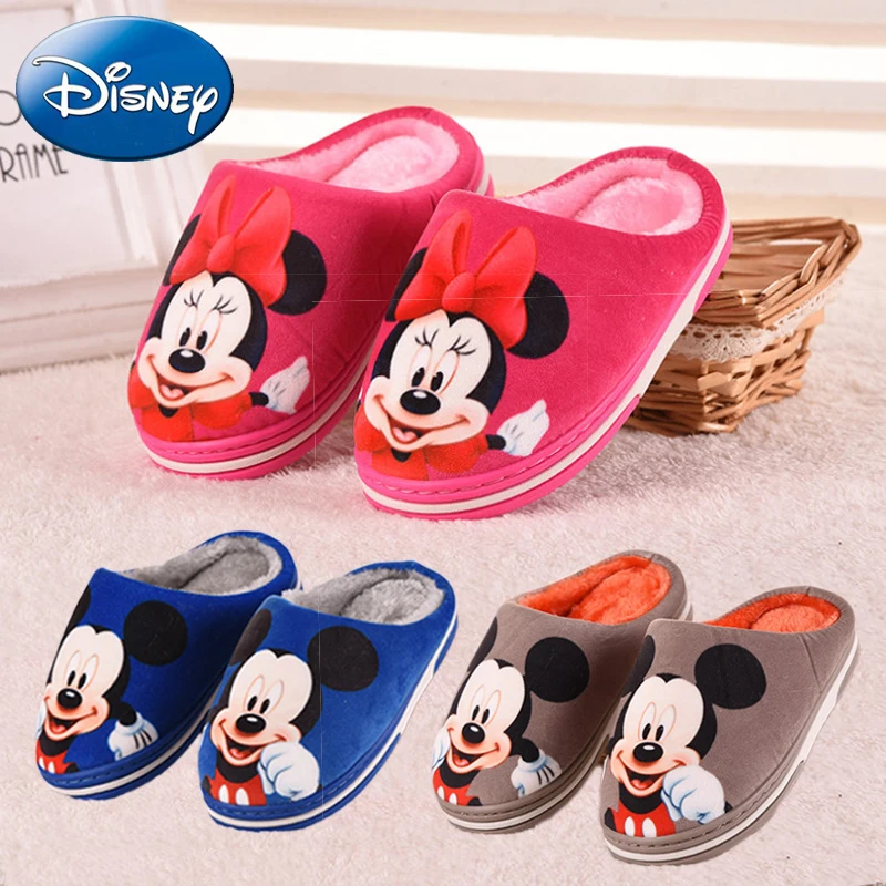 Disney/Детские домашние тапочки Нескользящие с рисунком Минни мягкая теплая обувь