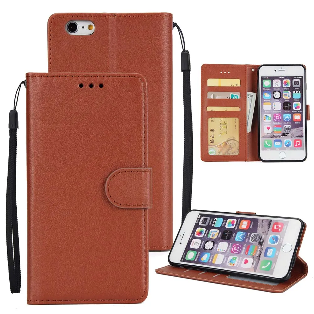 brown Для iPhone 7 6S Plus SE чехол для iPhone 11 Pro PU кожаный чехол-кошелек с подставкой откидная крышка для iPhone X XS XR XS MAX розовое золото - Цвет: brown