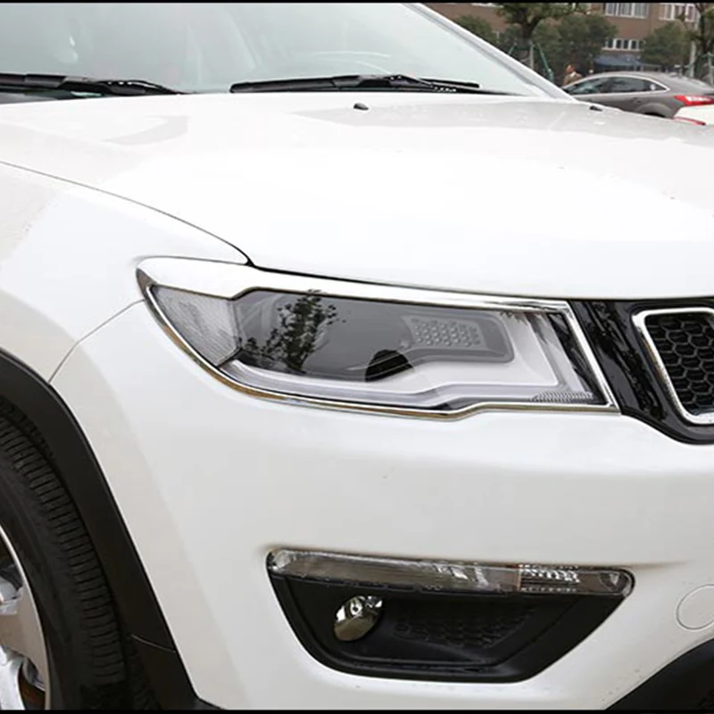 

ABS Chrome Headlight Lamp Cover Trim For Jeep Compass 2017 2018