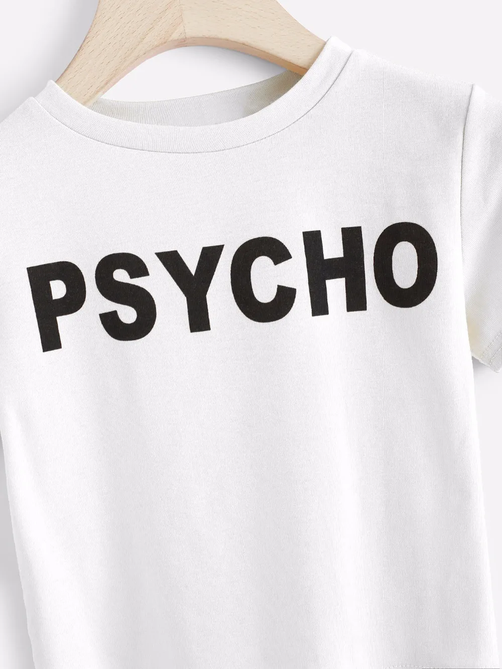 PSYCHO (милый чудак кроп топы на рост 90s женская мода футболки с короткими рукавами