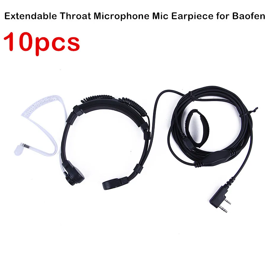 Enlarge 10pcs Extendable Throat Microphone Mic Earpiece Headset for Walkie Talkie BAOFENG UV-5R UV-5RE Plus UV-B5 UV-B6 GT-3 KG-UV8D