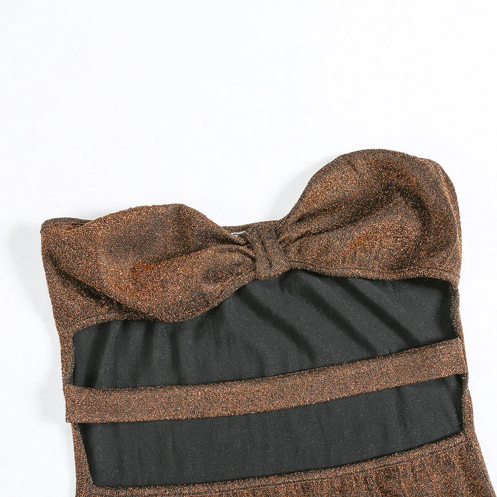 Сексуальное женское платье-топ без рукавов бронзовое платье с глубоким