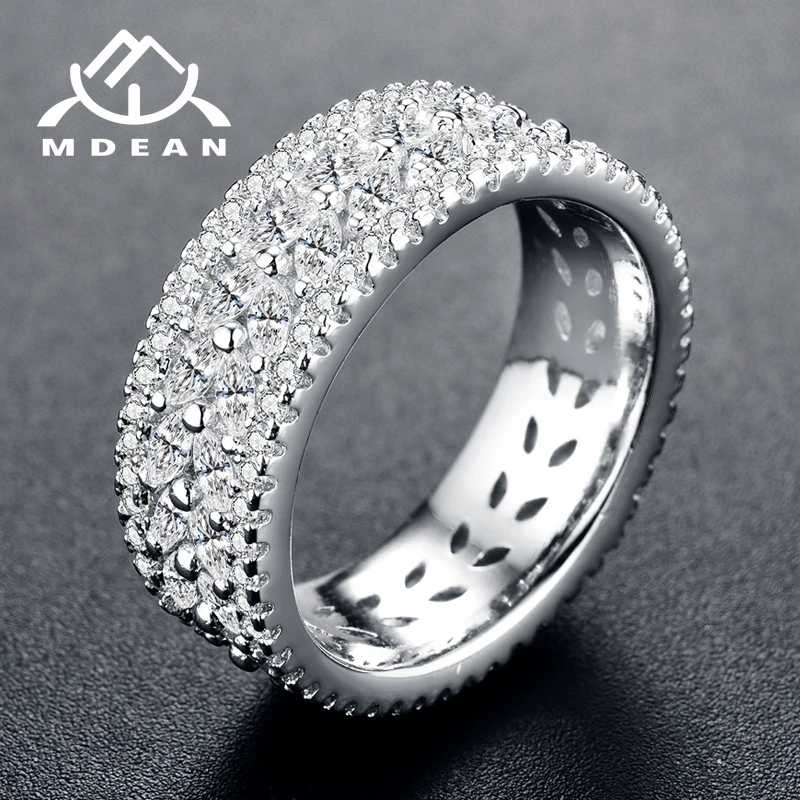 Mdean белый и розовое золото цветной AAA Циркон Круглые Кольца для женщин Свадебные