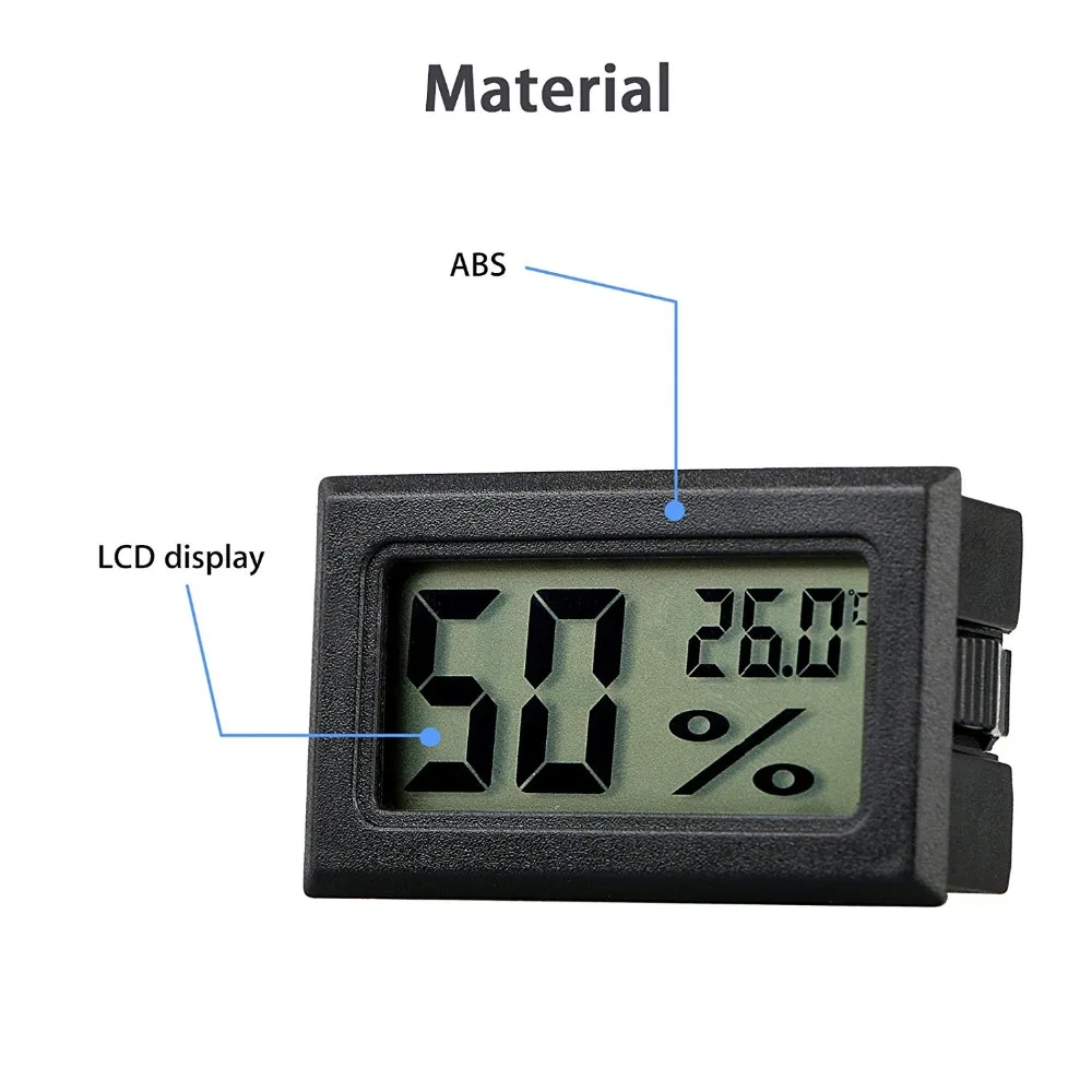 Мини черный цифровой термометр с ЖК экраном влажность для помещений