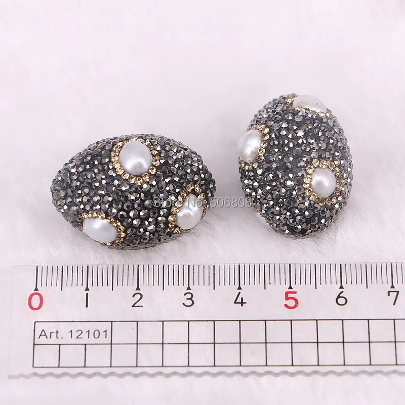 6 шт овальной формы Pave жемчужина со стразами бусины ювелирные изделия кристалл