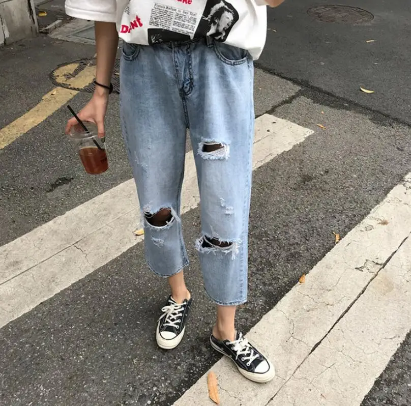 

Summer high waist personality jeans