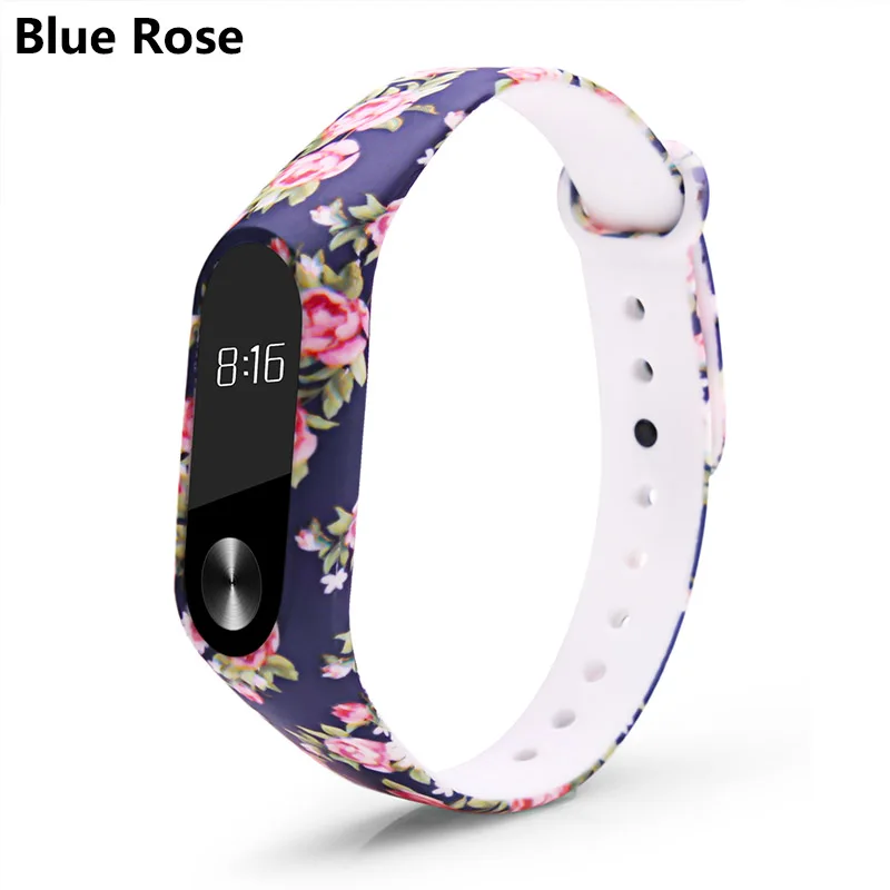 BOORUI Miband 2 аксессуары mi band 2 ремешок цветной специальный силиконовый ремешок для Xiaomi Mi Band 2 смарт-браслеты Smartband - Цвет: Blue Rose